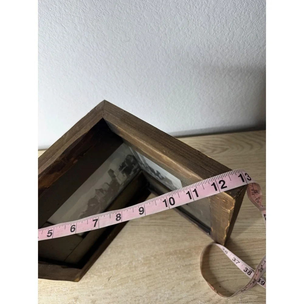 Rustic Wood Corner Picture Frame Distressed 90 Degree Angle Cityscape Decor NYC